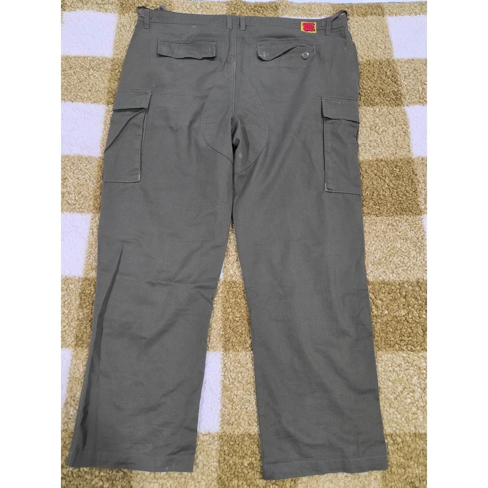 Gnu Guru Relax Cargo Pants Mens 40 Olive Green Utility Workwear Straight Leg